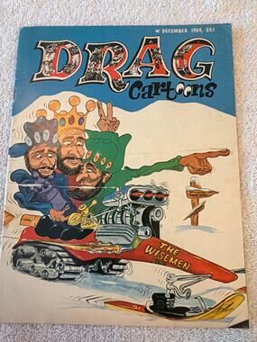 Drag Cartoons Magazine Dec 1969 Rex Publishing Hot Rod Humor Snowmobile Vintage